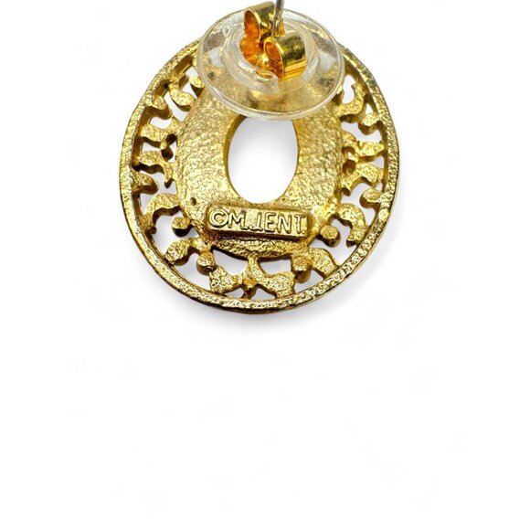 M. Jent Vintage Gold Tone Oval Ceramic Portrait Necklace Earrings Set - Picture 8 of 8